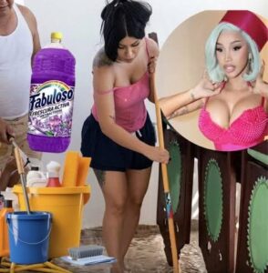 Cardi B sorprende al dejarse ver limpiando la casa de sus abuelos